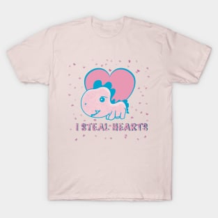 I steal hearts valentines day cute dinosaur T-Shirt